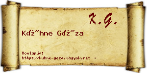 Kühne Géza névjegykártya